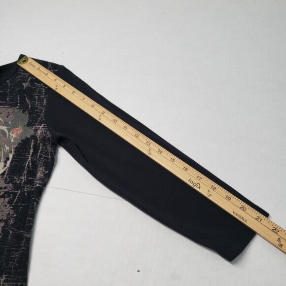 Vintage Susan Lawrence Shirt Womens Medium Black Goth Christmas Distressed Y2k - Picture 6 of 16